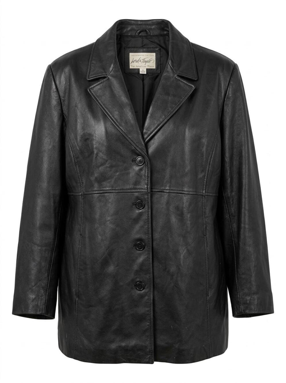 Lord & Taylor 100% Leather Black Lined Blazer Jacket Women Plus Size 2X